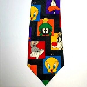 Vintage‎ Necktie Looney Tunes Mania Bugs Bunny Tweety Daffy and Marvin 1990s